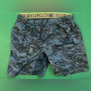 The North Face Athletic Green and Gray Shorts with Quick-Dry Fabric